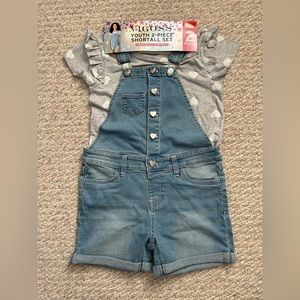 NWT Vigoss Girl's Overall and T-Shirt Set Size M 10/12